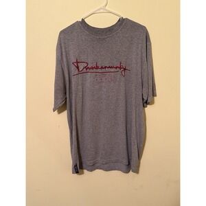 Vintage Y2K Drunken Monkey T Shirt Grey Size Large Faded‎